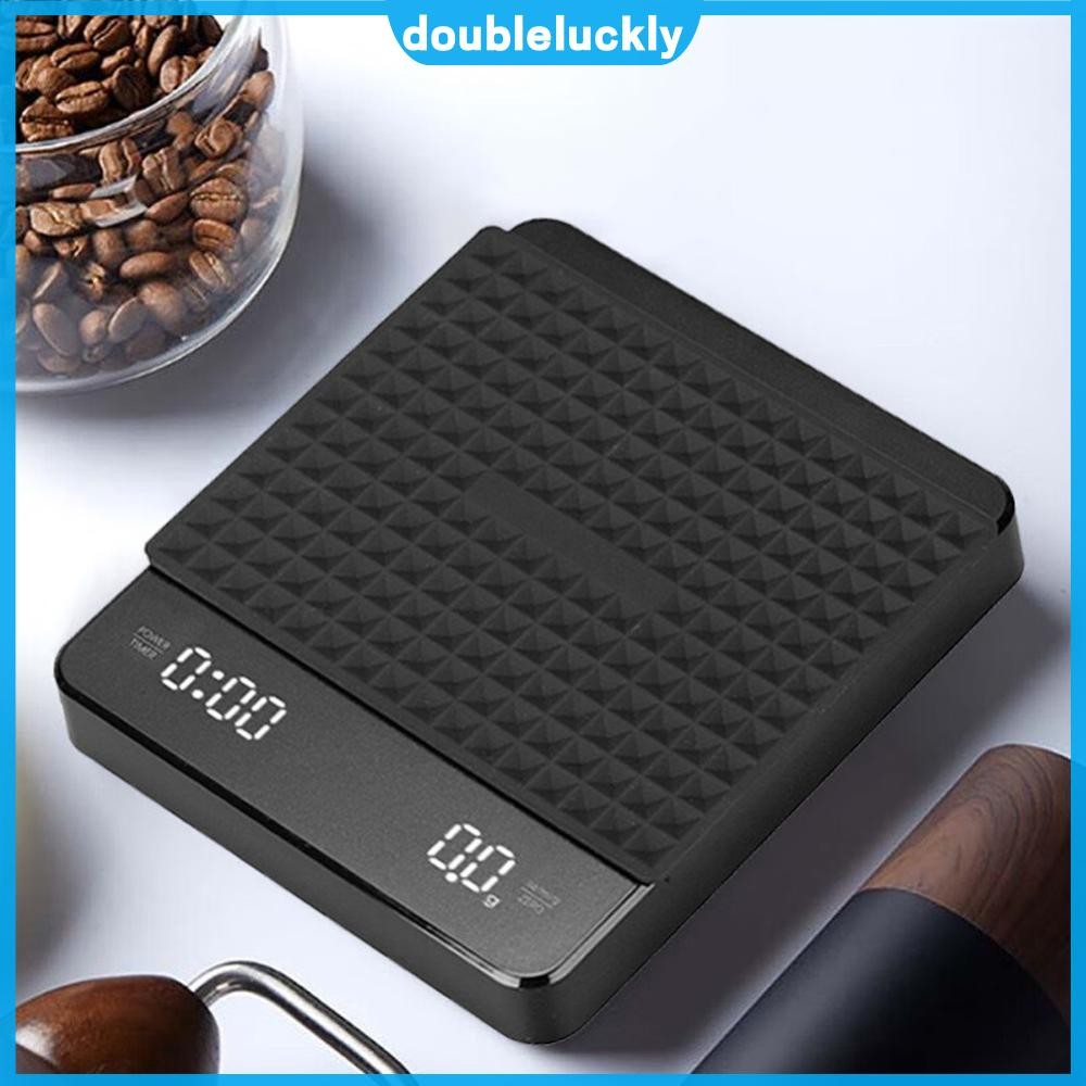 ✿ดล1♣  Mini Coffee Scale W/จับเวลาชาร์จ 3kg/0.1g Espresso Scale Auto Tare Portable Coffee Scale LCD 