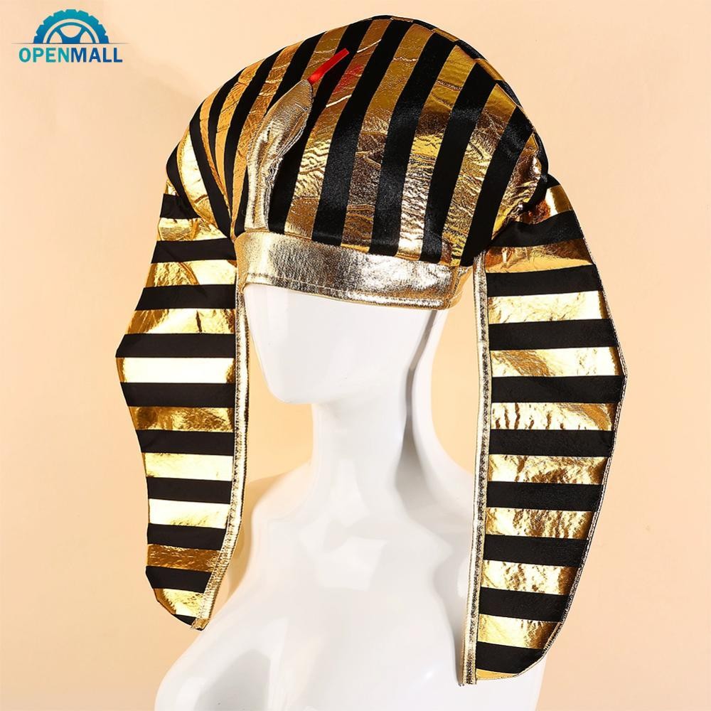 OPENMALL ฮาโลวีนหมวกฟาโรห์สีทองหมวกหัวงูหมวกเครื่องแต่งกาย Props หน้ากากคอสเพลย์ Prop H8N2