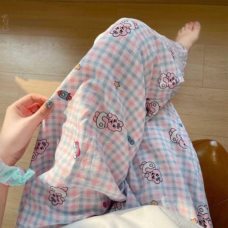 กางเกงเอวสูงทรงหลวมแบบ Polka Dot น่ารักสำหรับใส่ลำลองของผู้หญิง - รูปที่ 2