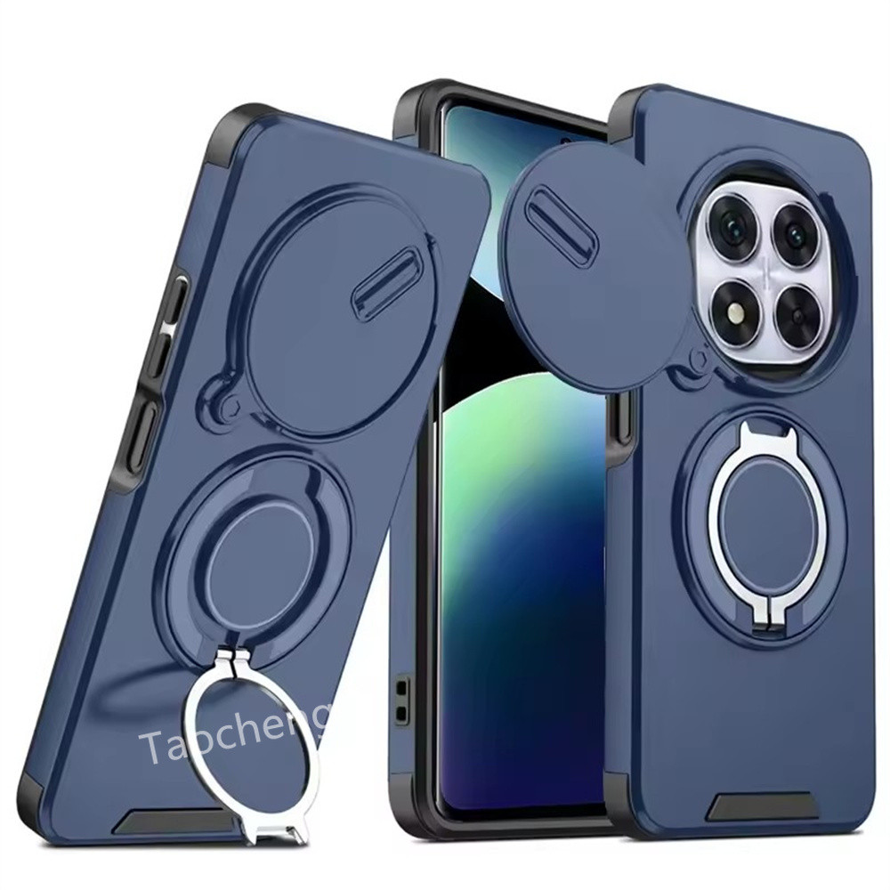 เคสโทรศัพท์สําหรับRedmiหมายเหตุ14 15 Note14 Pro + Plus 4G 5G Note14Pro + 2024 2025ปลอกเกราะโลหะผสมสนับสนุนการออกแบบใหม่แฟชั่นกันกระแทกกดหน้าต่างบานเลื่อนปกหลัง