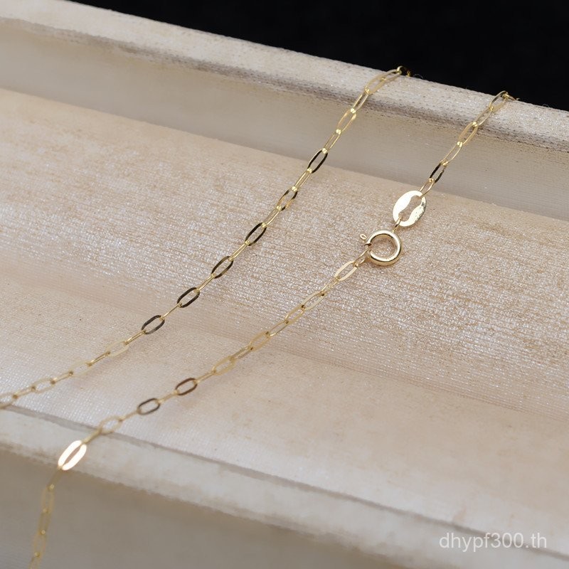 O-Chain Gold Female Thin Plain Chain AU750 Gold G18k1.3mm Gold Necklace Clavicle Chain 5311 ยาว