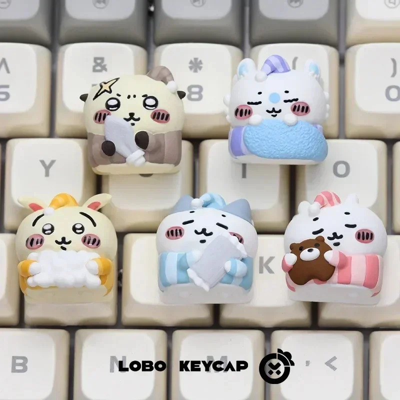 Kawaii น่ารัก Chikawa Keycap อะนิเมะ Hachiware ส่วนบุคคลเรซิ่นสาวการ์ตูน Usagis Art MX สวิทช์ Keycap Creative คีย์บอร์ดหมวก