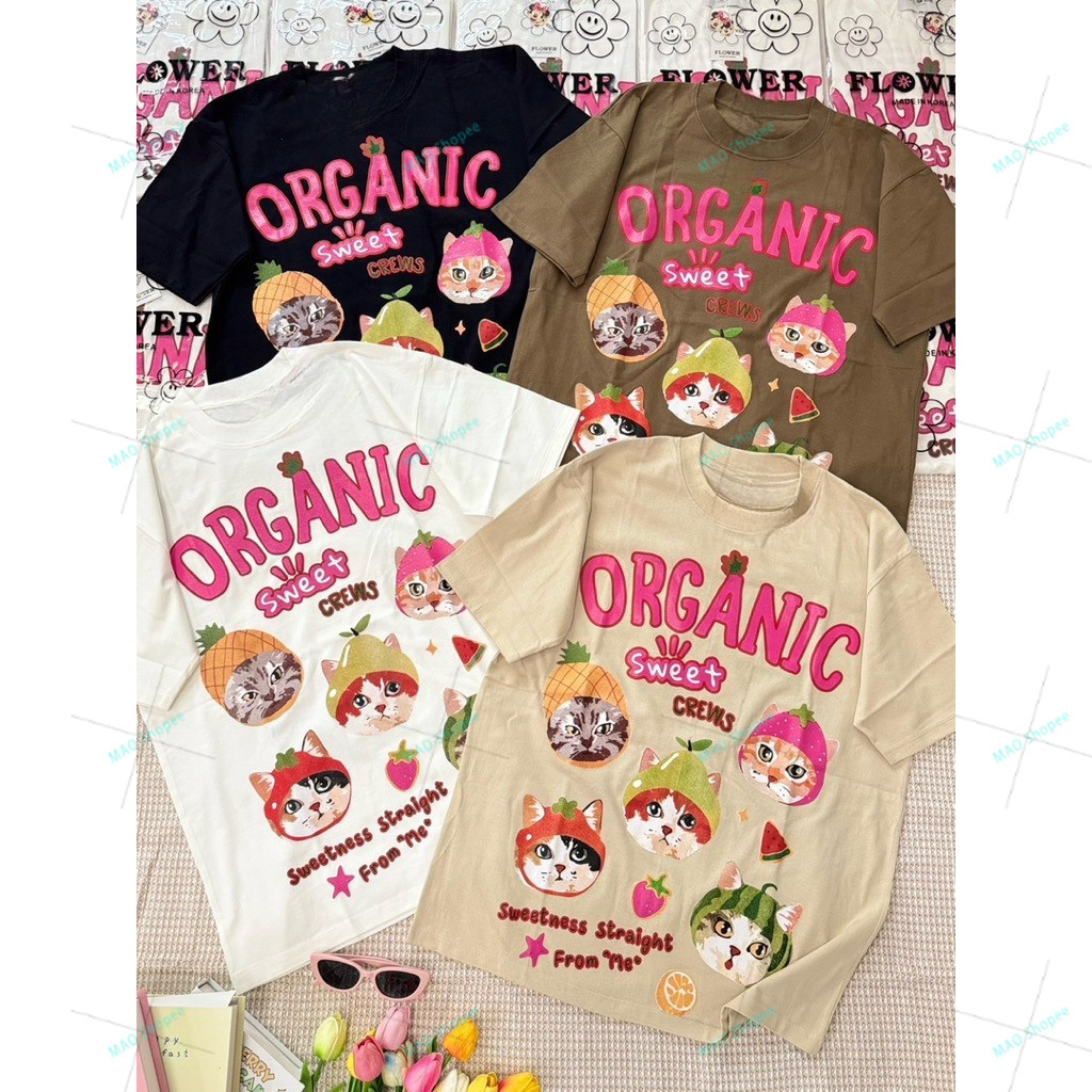 COD✅ (จัดส่งในกรุงเทพฯ) MAO Shop New!! เสื้อยืด Oversize ป้าย Flower-A21