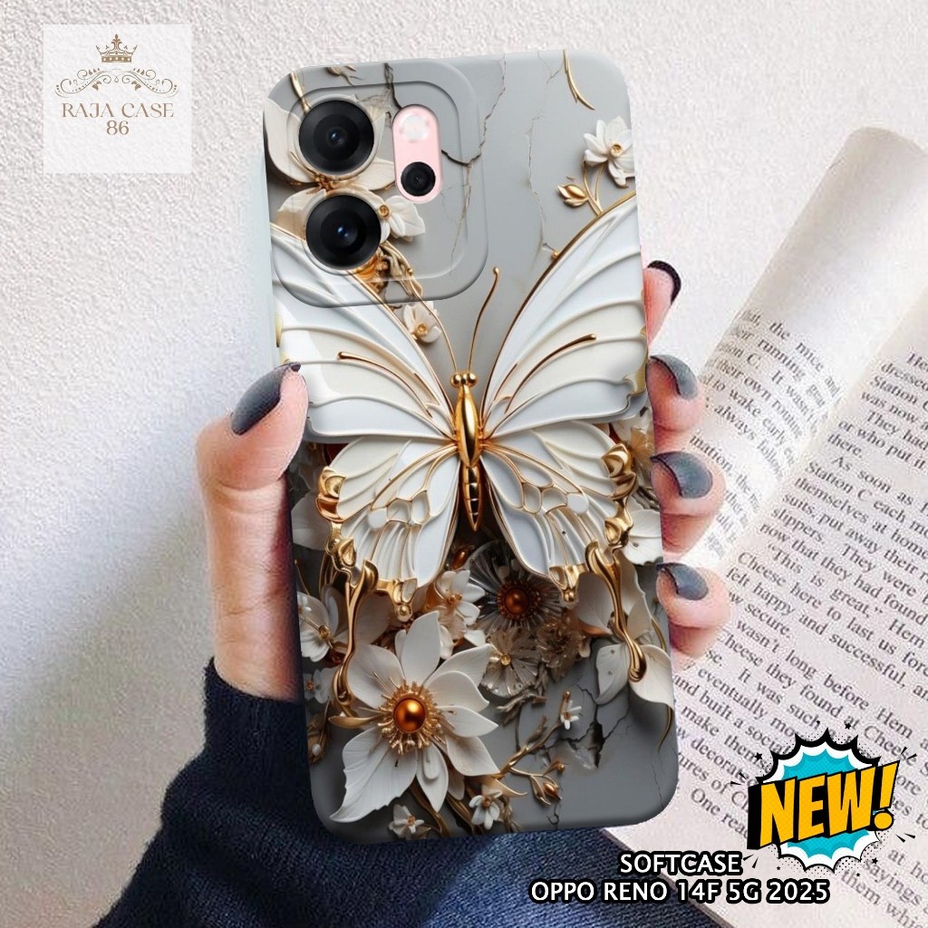 เคส HP Oppo Reno 14F 5G 2025 - Rajacase - เคส Oppo Reno 14F 5G - เคสผีเสื้อ Motif - ฟิล์มกันรอยมือถื