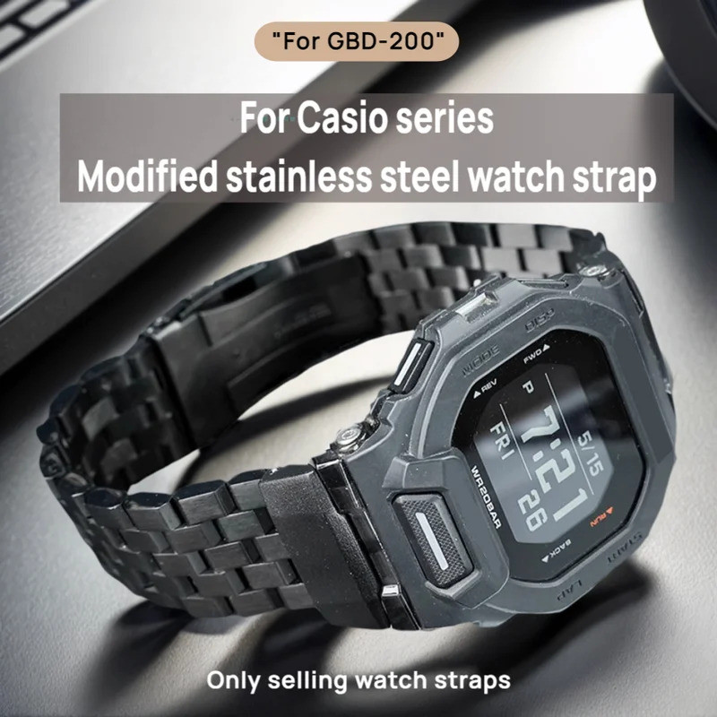 GBD200 สายนาฬิกาสําหรับ Casio G-SHOCK 3506 GBD-200-1/GBD-200SM series ดัดแปลง solid ผู้ชายสแตนเลสสาย