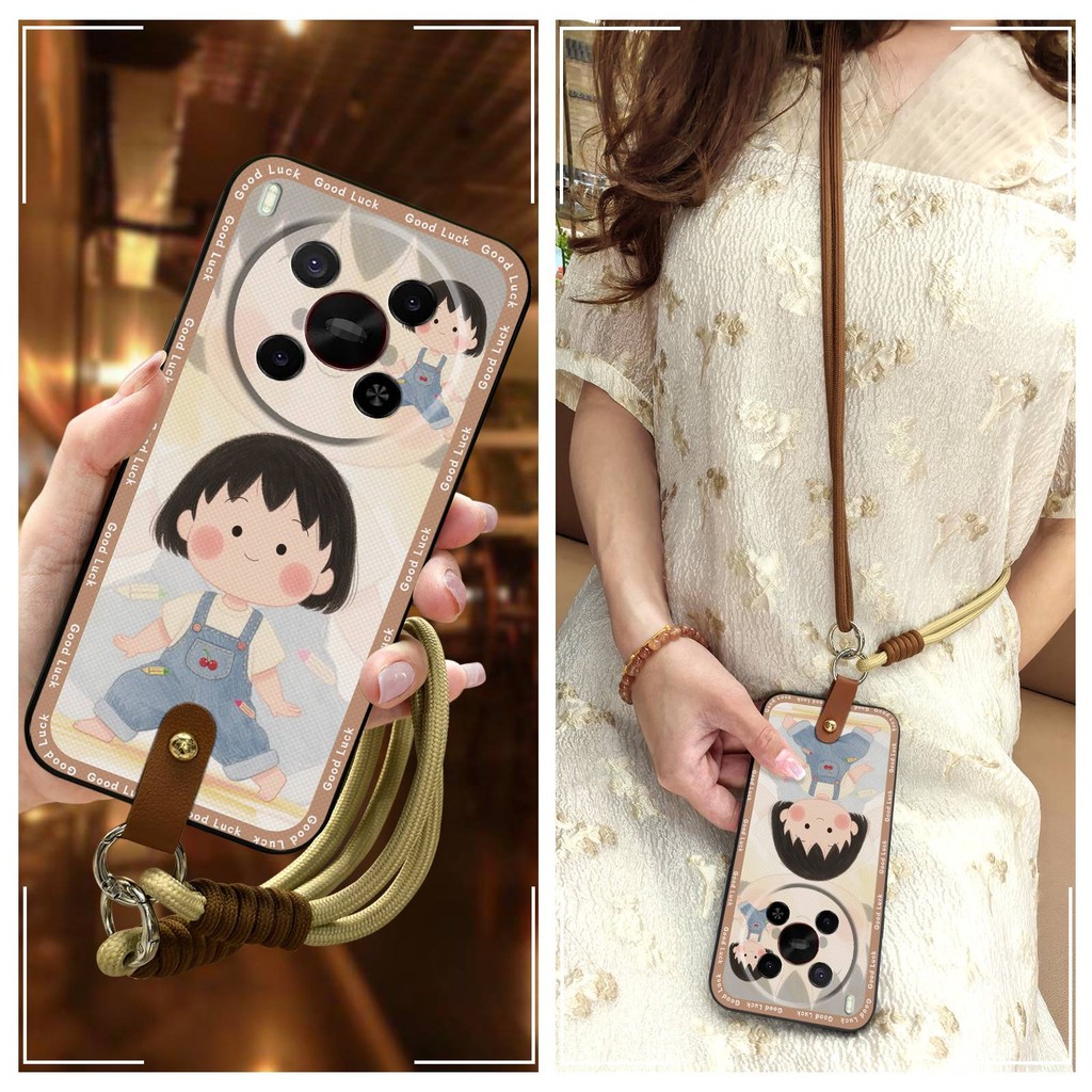 การ์ตูนการ์ตูนป้องกันฝุ่น ZTE Blade V70 Max/Nubia V70 Max เคสโทรศัพท์ Halter คอนุ่มผู้หญิง 2 สีเชือก