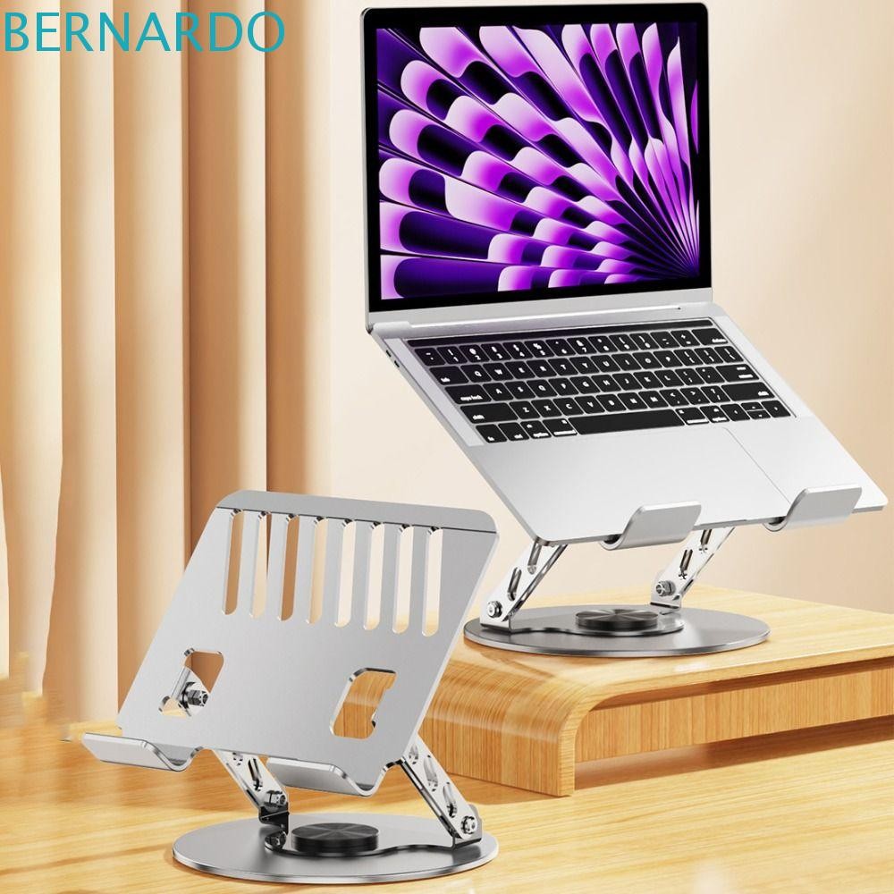 เบอร์นาร์ดโอ ขาตั้งแล็ปท็อปแบบพับได้,เหล็กคาร์บอนกันลื่น360° ขาตั้งแท็บเล็ตหมุนได้ความสูงที่ปรับได้มั่นคง ฐานระบายอากาศ ขาตั้งโน๊ตบุ๊คสีเงิน พีซี