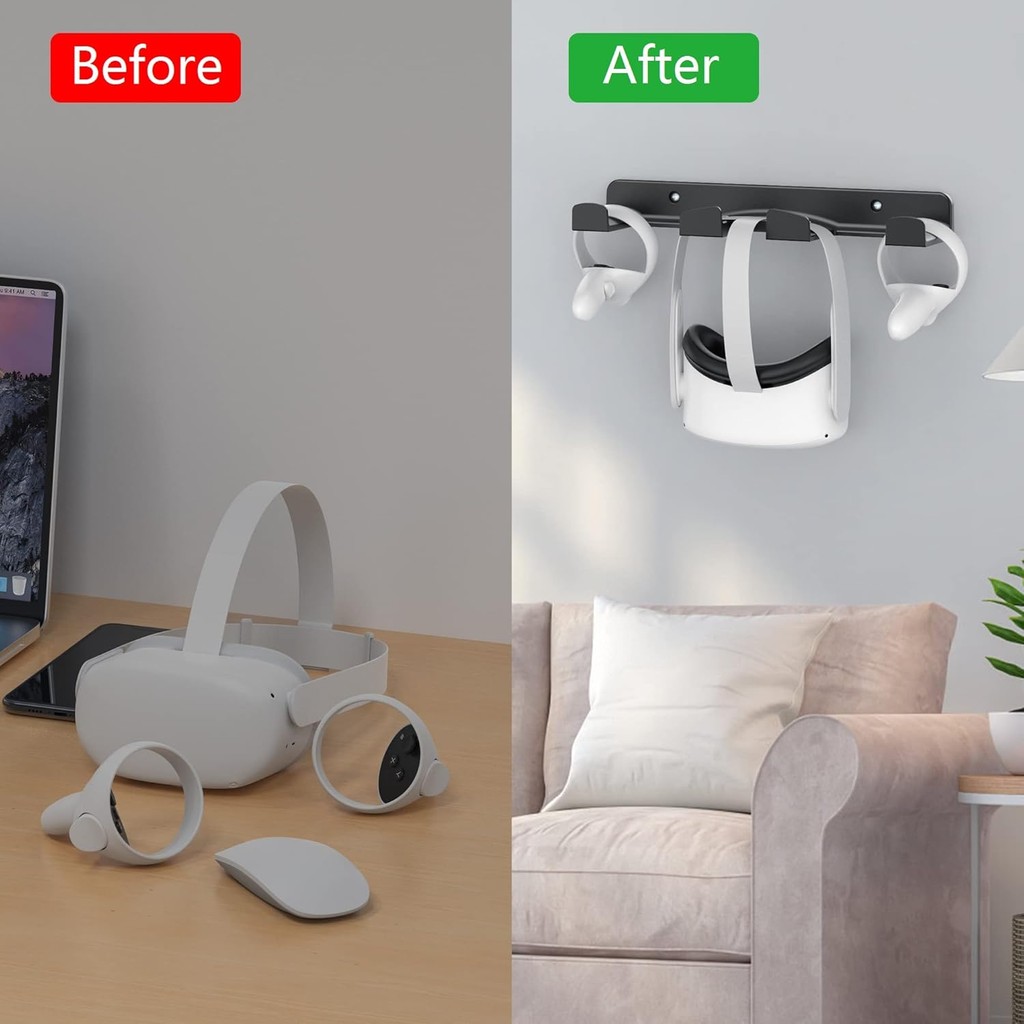 HomeMount VR Wall Mount Storage Stand Hook-สําหรับMeta/Oculus Quest 2/Quest/Rift/ Rift S/วาล์วดัชนี/