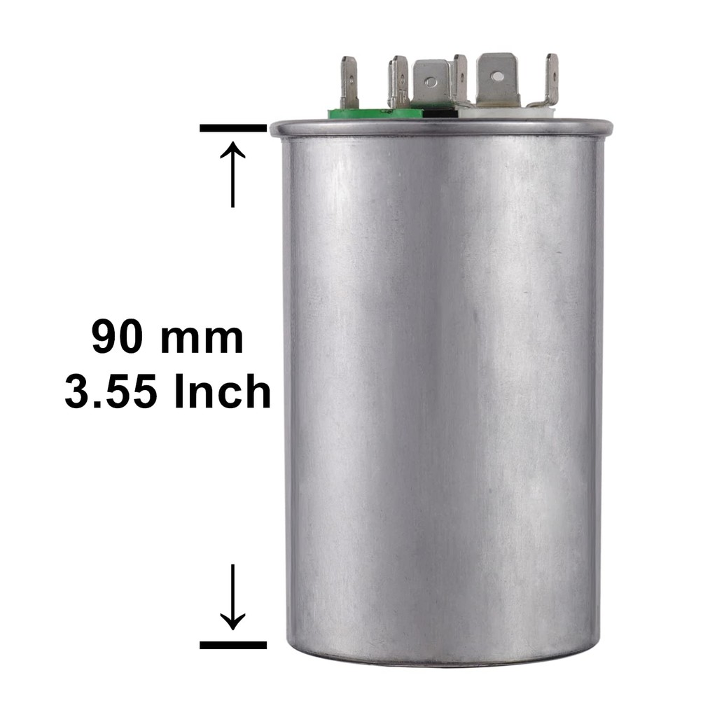 BOJACK 40+5 uF 40/5 MFD ±6% 370V/440 VAC CBB65 Dual Run Circular Start Capacitor สําหรับ AC มอเตอร์ 