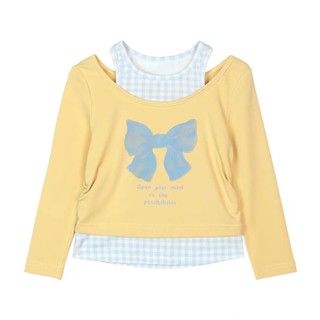 เสื้อเชิ๊ตสไตล์เกาหลี เซตสองชิ้นแขนยาวพร้อมโบว์ ออกแบบใหม่สำหรับฤดูใบไม้ร่วง