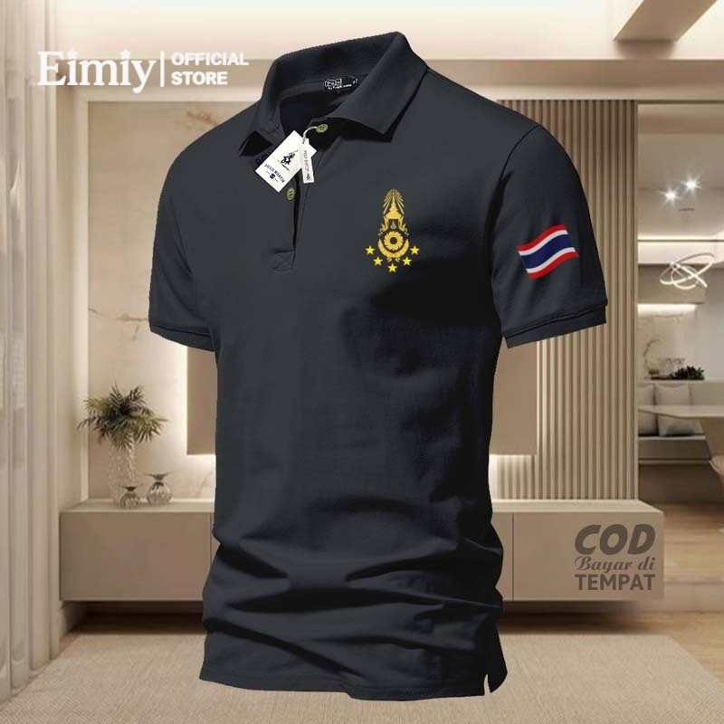 เสื้อโปโลผู้ชาย โลโก้กองทัพไทย (Peace and Love) สีทึบเรียบง่าย ระบายอากาศดี สำหรับทุกเพศ