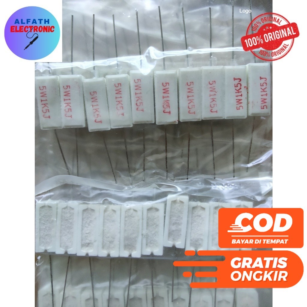 1K5 OHM 5WATT R CHALK RESISTOR 1K5 OHM 5W 1K5 OHM 5 วัตต์คุณภาพที่ดีดั้งเดิม