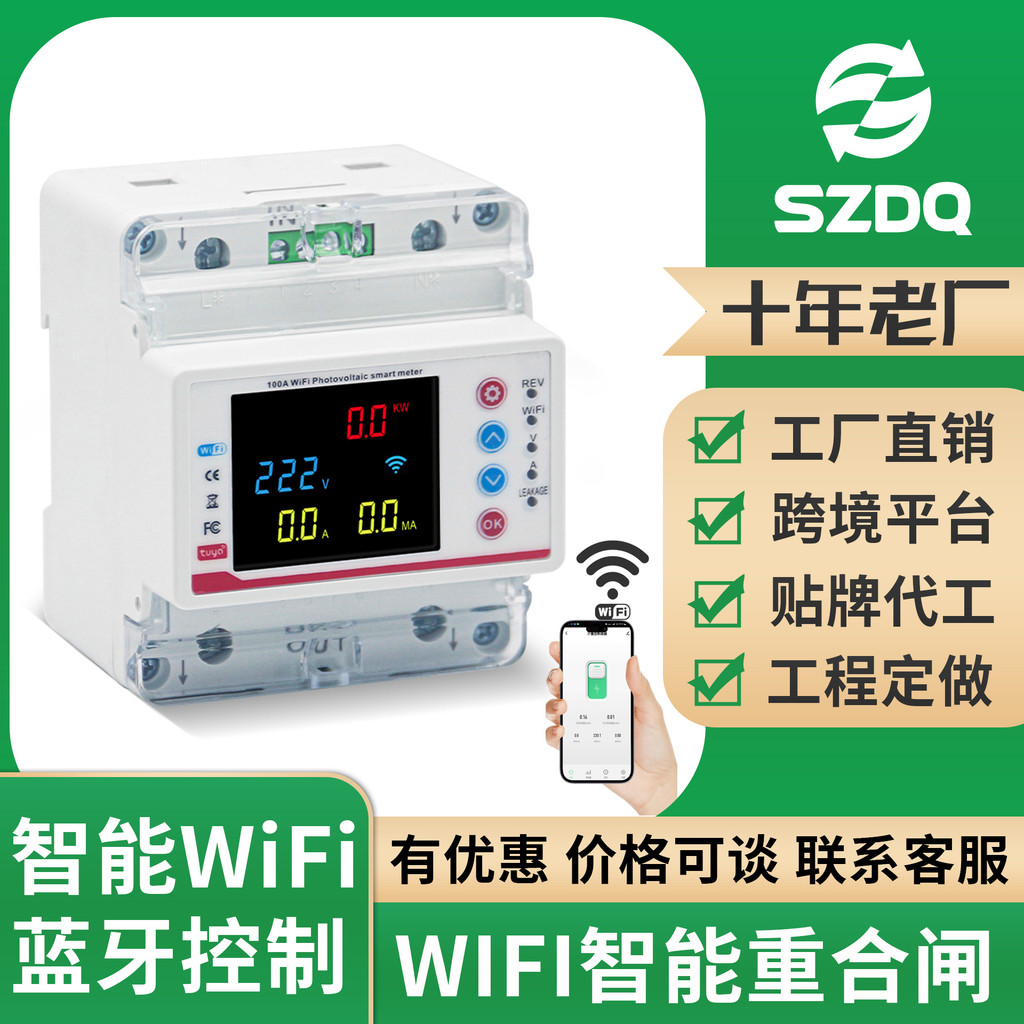 WIFI Single-Phase 2P Graffiti Meter Over-Voltage Protection Over-Current Protection Intelli