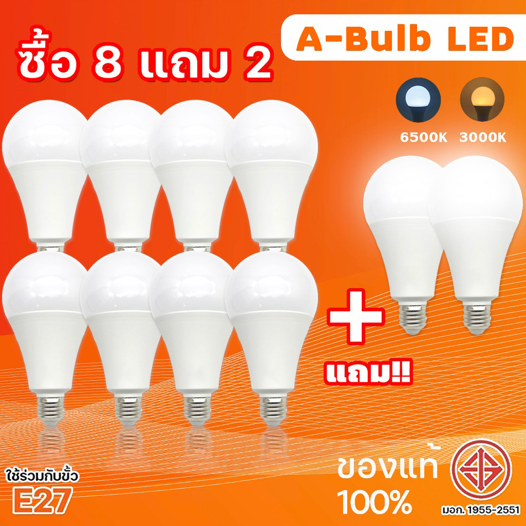 ซื้อ8แถม2 หลอดไฟ LED SlimBulb light ใช้ไฟฟ้า220V หลอดประหยัดไฟ9W 13W 18W 24W 48W หลอดไฟประหยัดพลังงาน ใช้ขั้วเกลียว E27