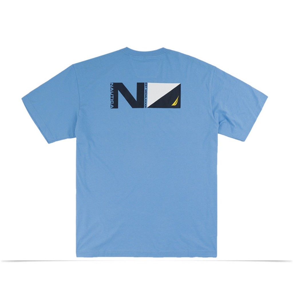 Nautica เสื้อยืดแขนสั้นคอกลม ผ้าฝ้ายแท้ สไตล์ใหม่