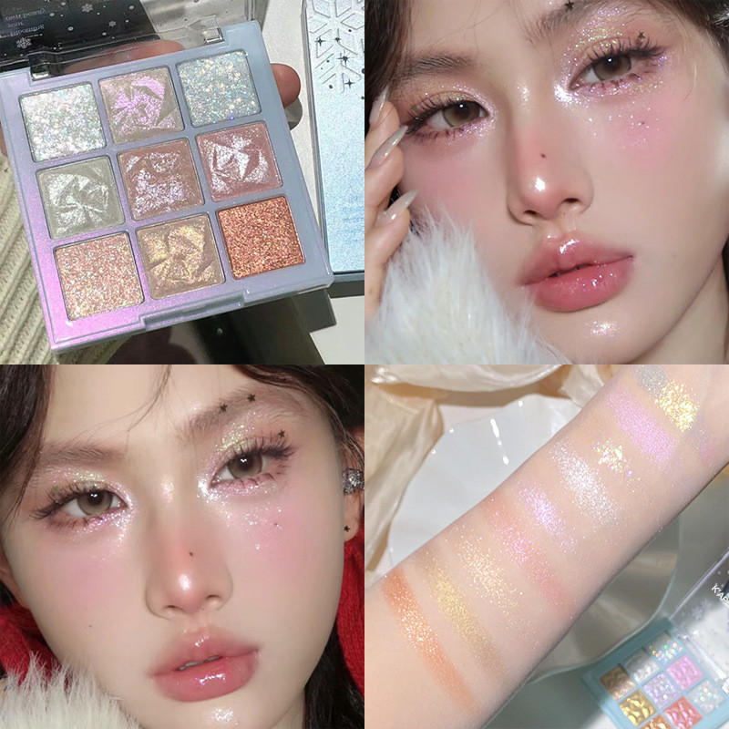 [คําแนะนําร้านค้า] Beauty Kapel Snowflake Nine-Color Eyeshadow Palette Sparkling Shining Brightening