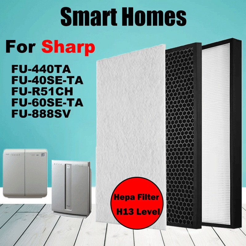 เข้ากันได้กับเครื่องฟอกอากาศ Sharp FU-440TA FU-40SE-TA FU-R51CH FU-60SE-TA FU-888SV คาร์บอนไฟเบอร์กร