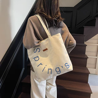 bag_1(BAG2505) กระเป๋าผ้าสะพายไหล่ผ้าแคนวาสปักspring's