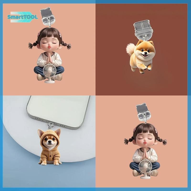UTZN> ปลั๊กกันฝุ่นโทรศัพท์มือถือ Pendan น่ารักสุนัข Shamrock ตกแต่งจี้สําหรับ Type-C ชาร์จพอร์ต Anti-Dust Plug ใหม่