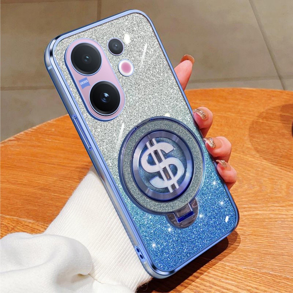 เคสนิ่ม Vivo V60 Glitter Dollar Ring Stand รองรับการชาร์จไร้สาย