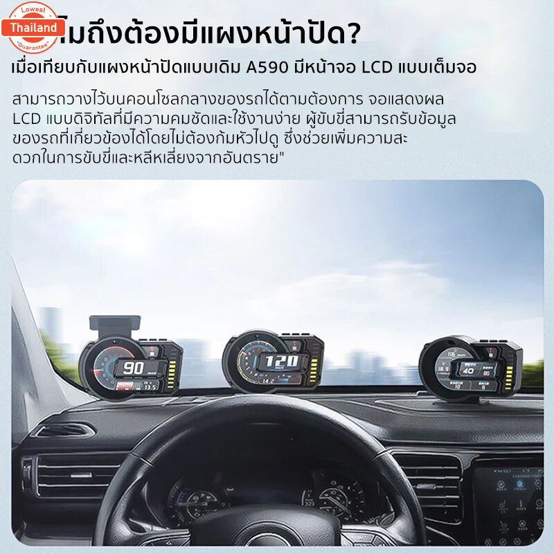 【ร้านไทย จัดส่งภายใน 24 ชั่วโมงใ】OBD2+GPS สมาร์ทเกจ A590 Plus genuine - เมนูไทย ใช้ง่าย วัดค่าเรียลไ