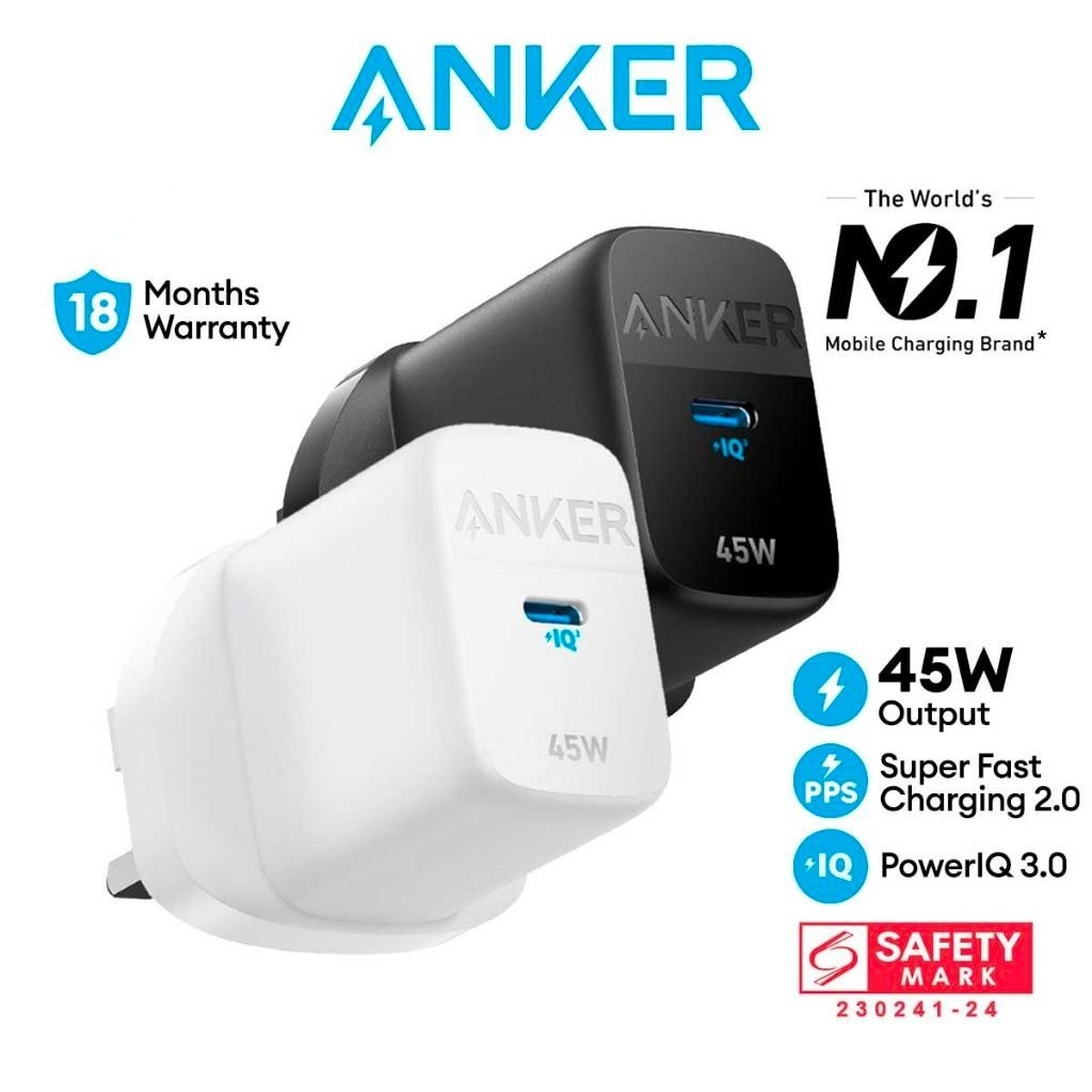 Anker Charger 313 Powerport 45W Charger USB Charger Gan Charger USB C Charger Adapter Travel PD Char