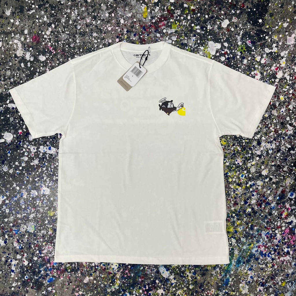 CARHART WIP CARHARTT Workwear Street Wear Masked Chest Thief พิมพ์โลโก้รอบคอแขนสั้นเสื้อยืด