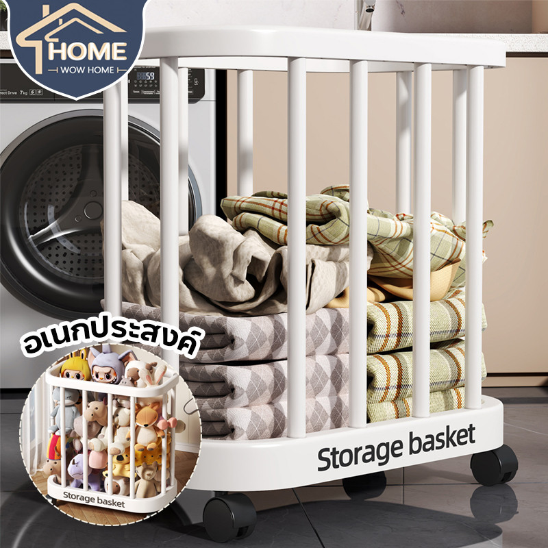 ตะกร้าซักผ้า ตะกร้าเสื้อผ้าสกปรก อเนกประสงค์ ความจุขนาดใหญ่ การระบายอากาศ มีล้อ เคลื่อนย้ายได้