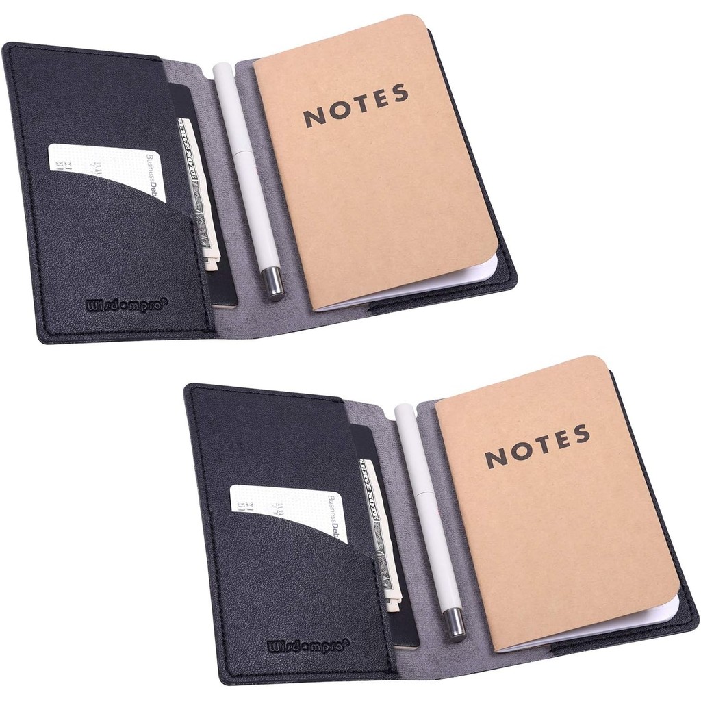 Wisdompro Journal Cover, 2 Pack PU Leather Notebook Cover for Field Notes, หรือสมุดพกพา 3.5" x 5.5" 