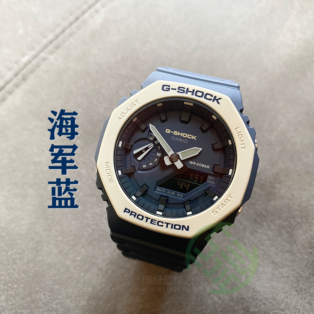 Casio G-SHOCK ฟาร์มแปดเหลี่ยม Oak สีเทาผู้ชายผู้หญิงนาฬิกา GA-2110ET-2A/8A 2100