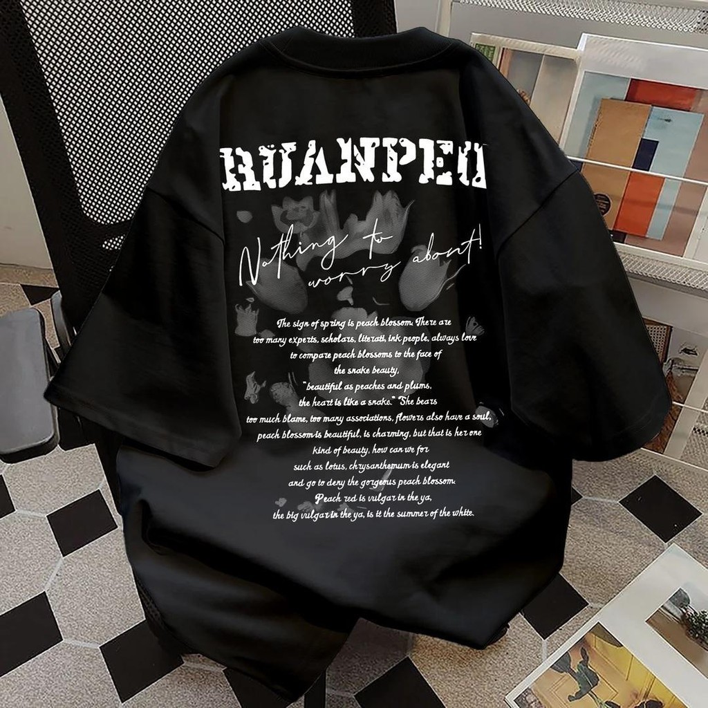 【My-T】🚀เสื้อยืดชาย oversize สตรีทแฟชั่น ผ้าCOTTON100%โคตรนุ่ม เชิ้ตขาวลาย "RUANPED"เสื้อวินเทจ【COD】
