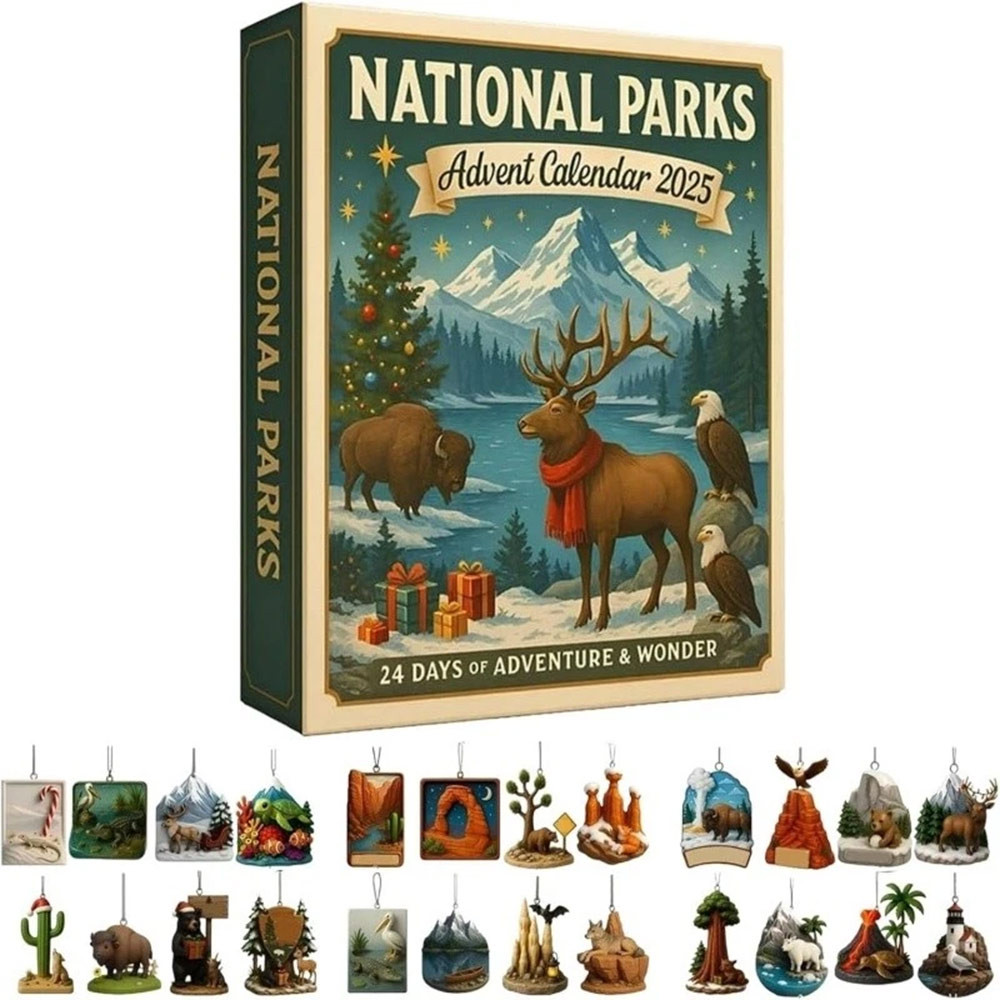 2025 National Parks Advent Calendar with 24 Ornament Christmas Countdown Calendar