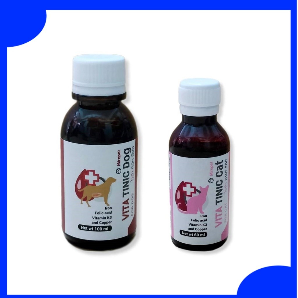 VITA TINIC อาหารเสริมวิตามินสัตว์เลี้ยงสำหรับสัตว์เลี้ยง เช่น สุนัขและแมว 60 - 100 ML.