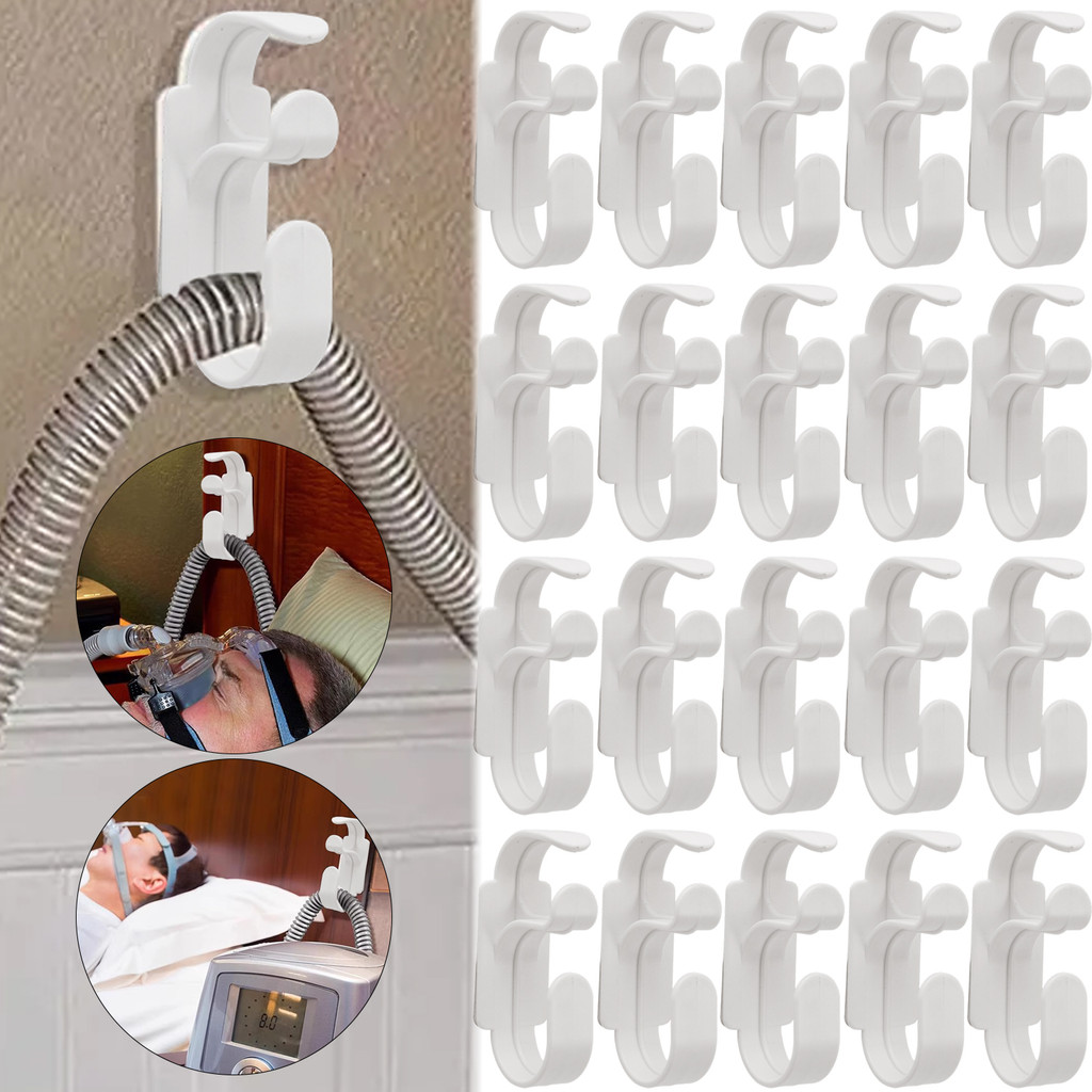 ที่ยึดหลอด CPAP ข้างเตียง | ไม้แขวนเสื้อท่อปรับได้แบบยืดหยุ่นพร้อมการออกแบบป้องกันการปลดล็อก, ลดการด