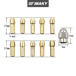 LLPH 11 ชิ้น/เซ็ตเจาะทองเหลือง Collet Chuck Bits สําหรับเครื่องมือโรตารี่ 0.5-3.2 มม.LP