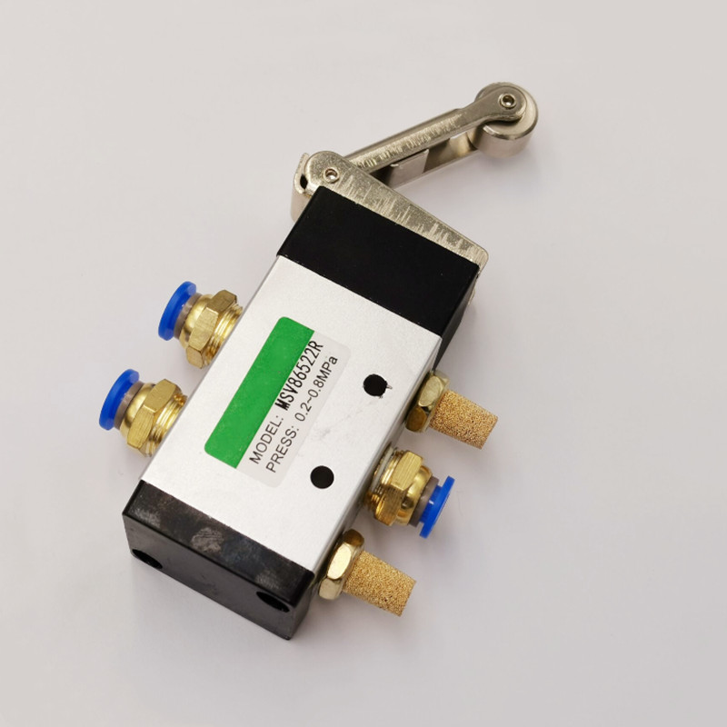 MV-09 Roller Lever 2 ตําแหน่ง 5 Way Scroll ล้อวาล์ว MV522R Air Inlet Outlet 1/4 "ไอเสีย 1/8"