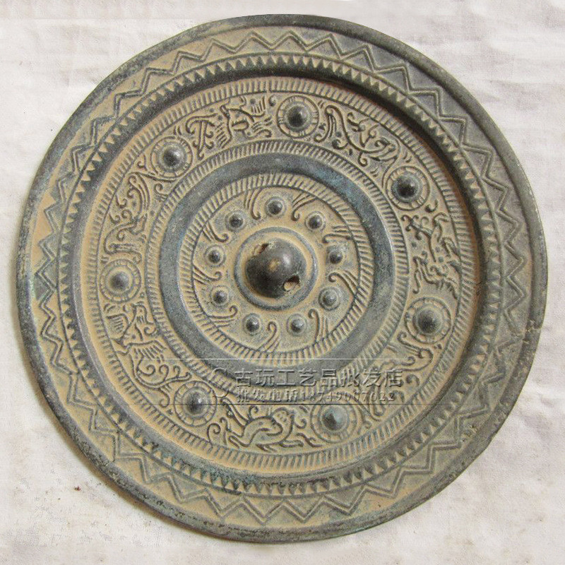 นิตยสารกระจกทองแดงจี้ Retro กระจกทองแดง Retro Distressed โลหะหัตถกรรม LYAJIE25927 O0U8