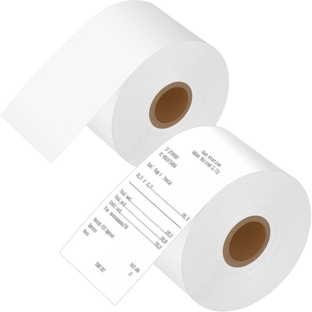 NineLeaf 2 ม้วนเปลี่ยน 30270 2-1/4 57 มม.x 249 76 ม. สีขาวป้ายใบเสร็จต่อเนื่อง ROS กระดาษเทปความร้อน