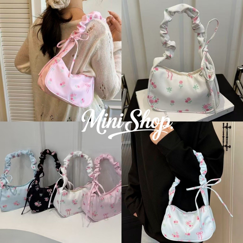 Mini shop🌸พร้อมส่ง🌸(KP-8)กระเป๋าใบเล็กทรงสี่เหลี่ยม กระเป๋าสะพายข้าง น่ารักมากๆ สไตล์ญี่ปุ่น ใต้วงแขน สําหรับผู้หญิง