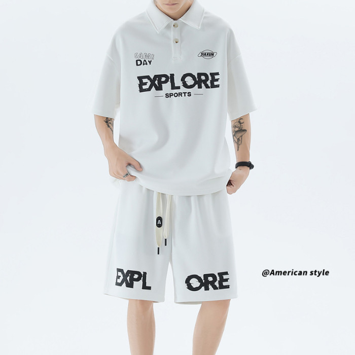 2025 NEW 2025 Polo Shirt Men Trendy Printed Large Size Couple Set T3541 Top P36-DK8523 Pants P33new2