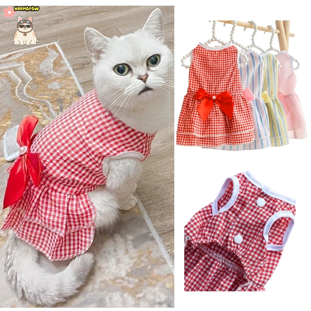 ลูกสุนัขแนวตั้งลายผีเสื้อกระโปรงฤดูร้อน กระโปรงสุนัขสัตว์เลี้ยงเจ้าหญิงสุนัขชุดแต่งงานกระโปรงแมว ชิสุ เสื้อผ้าสุนัข