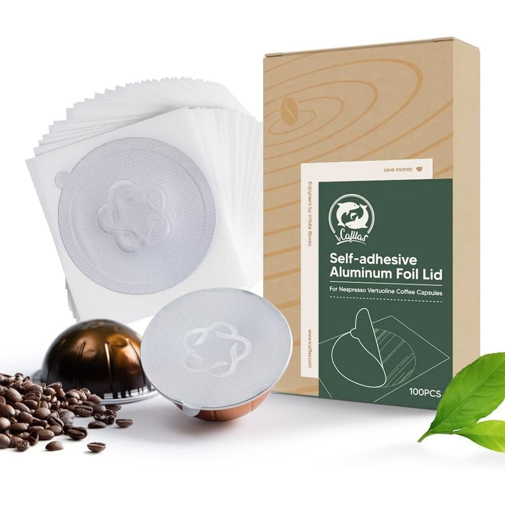 Foil Seals for Nes.presso Vertuo Pods - Foil Lids to Reuse Nes.presso VertuoLine Capsules - Aluminum