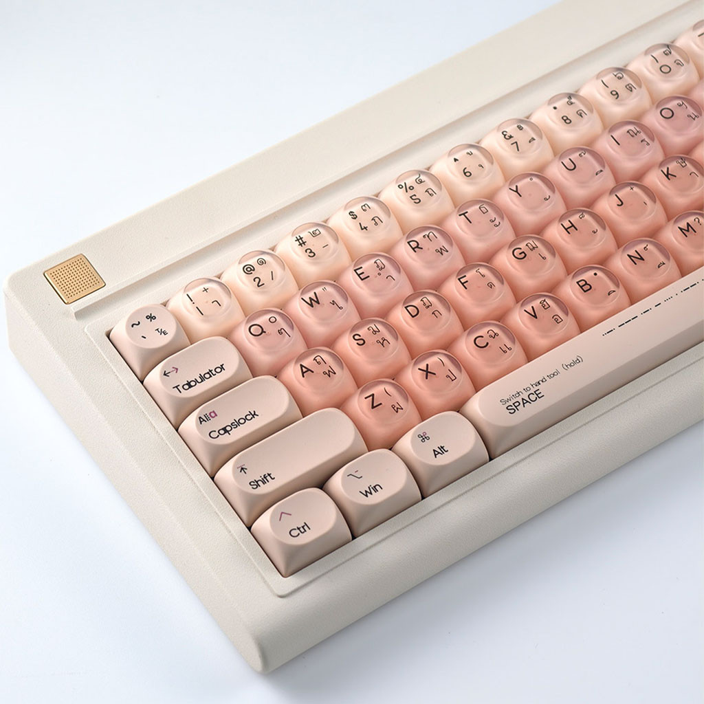 In StockThai/English Liquid Foundation Keycap 132 คีย์ HOA Profile PBT PC Dye Sublimation Round Keyc