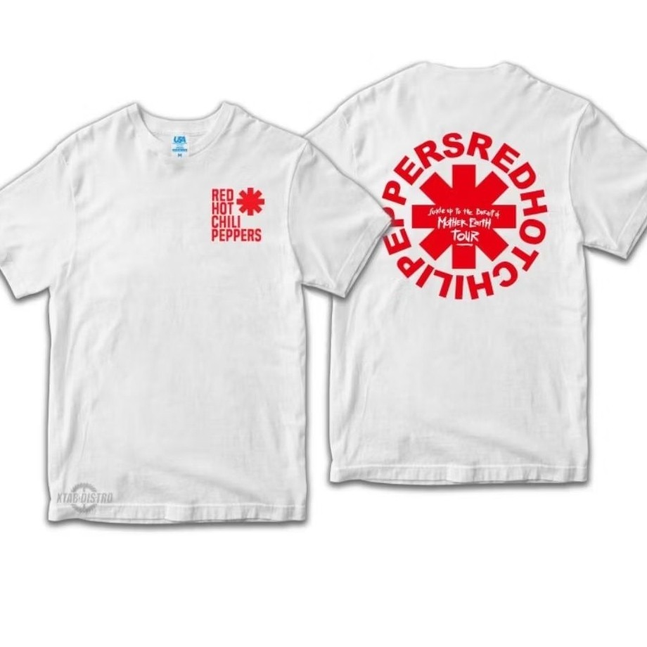 เสื้อยืดวง CHILLI PEPPERS สีแดงร้อน - MOTHER LOGO TOUR เสื้อยืด rhcp plastisol