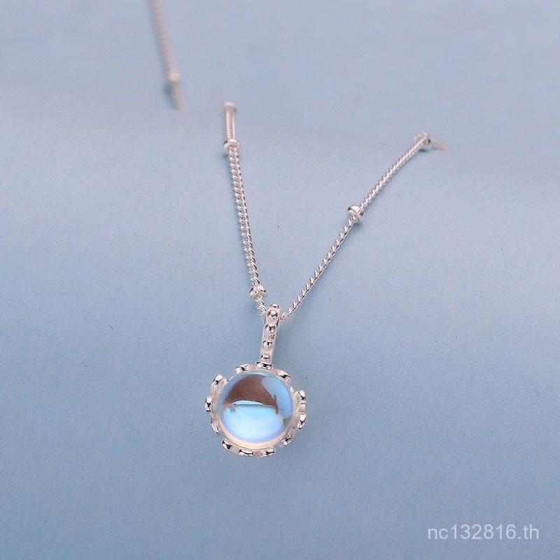 โซ่ด้านข้าง S925 มูนสโตน ออกแบบหรูหราสไตล์เกาหลี สำหรับสร้อยคอมากความประณีต 8PEQ
