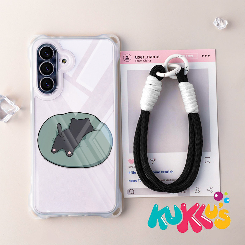 HP GANTUNGAN การ์ตูนแมวเคสโทรศัพท์ + ไม้แขวนเสื้อสําหรับเคสโทรศัพท์แบบนุ่ม Iphone 15 16 Pro Max 13 P