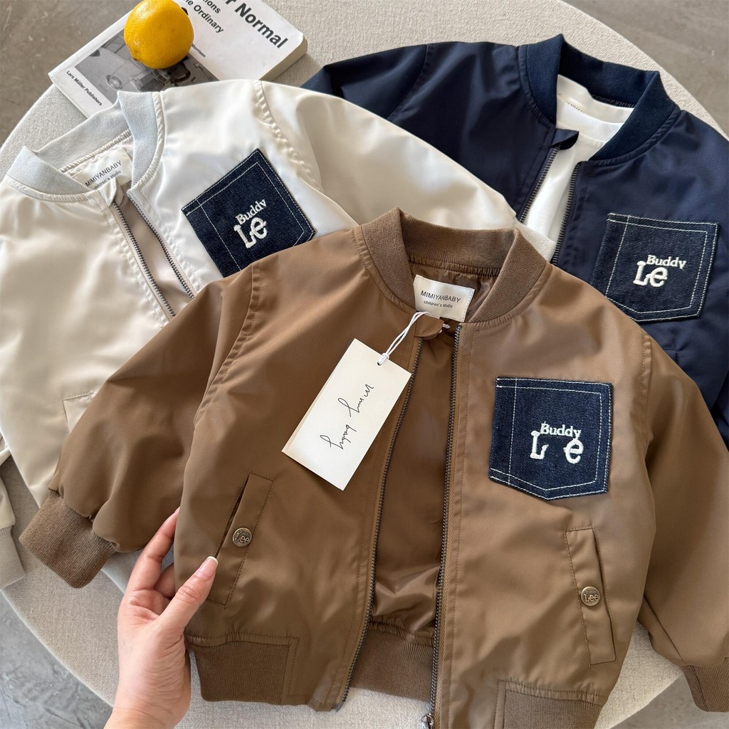 แจ็คเก็ตฤดูใบไม้ร่วงสไตล์ใหม่สำหรับเด็กชาย ออกแบบตามแฟชั่นตะวันตก สวมใส่ง่ายเหมือนแจ็คเก็ตลำลอง