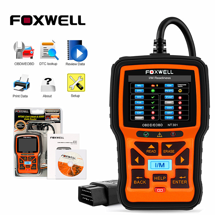 Foxwell NT301 CAN เครื่องอ่าน OBDII/EOBD obdii รถยานพาหนะอายุครรภ์