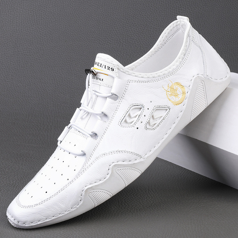 ฤดูร้อนของแท้อังกฤษOkkoรองเท้าหนังสบายๆBreathable Cowhide Octopusรองเท้าผ้าใบSoft Sole Youth Peasรอง