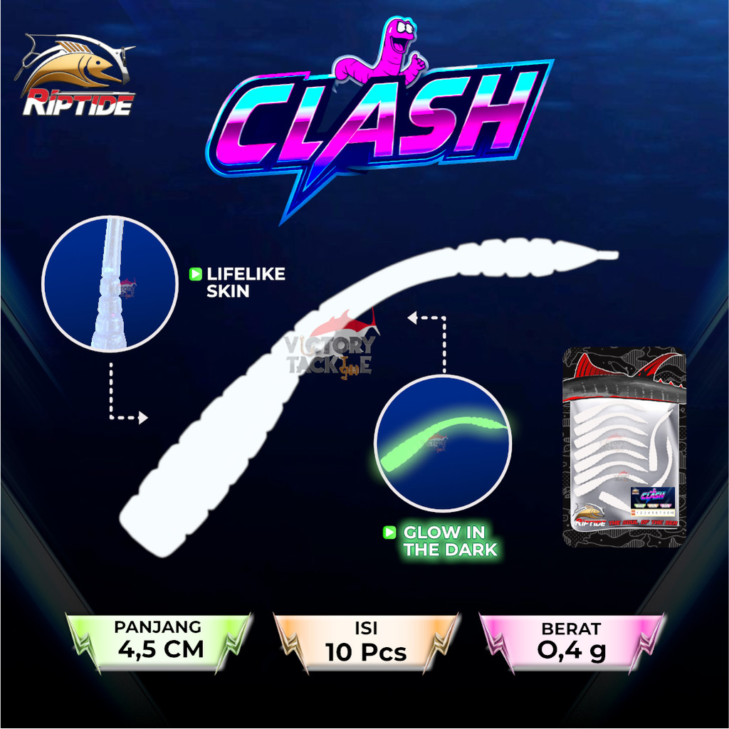 RIPTIDE CLASH SOFTLURE WORM LONG TAIL AJING ULTRALIGHT 4.5 CM 0.4 GR